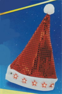 Weihnachts-Mütze mit blinkenden Sternen
